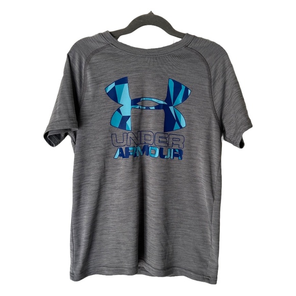 Under Armour Other - Under Armour Grey HeatGearShirt with Blue Logo Boys Size Youth Medium